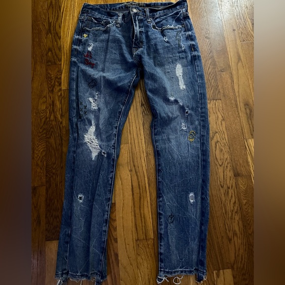 Vintage American Eagle Graffiti Skinny Jeans 33x30 - Picture 1 of 9